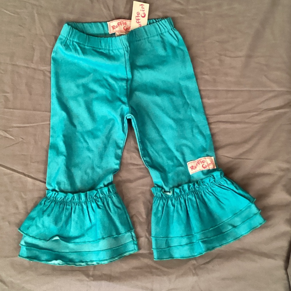Teal Ruffle Leggings/ Bell Bottoms for Kids